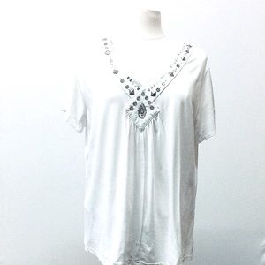 blue seven*(46)16US WOMENS TOP, V-Neck Embellished